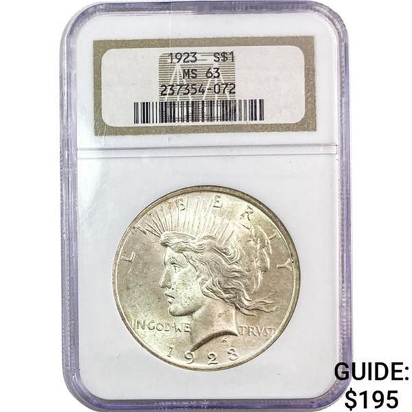 1923 Silver Peace Dollar NGC MS63