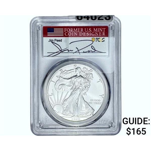 2021-W Silver Eagle PCGS MS70 TY 1 1st Day of Issue