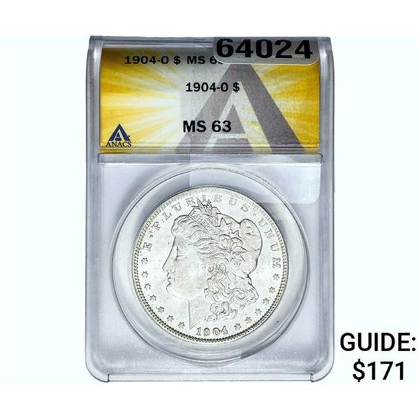 1904-O Morgan Silver Dollar ANACS MS63