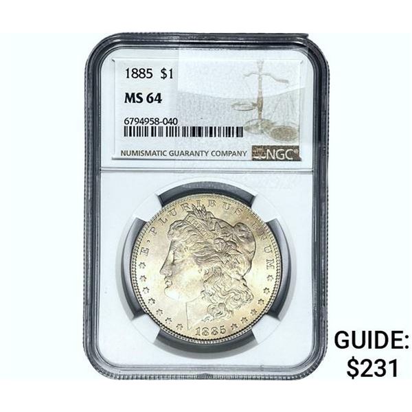 1885 Morgan Silver Dollar NGC MS64