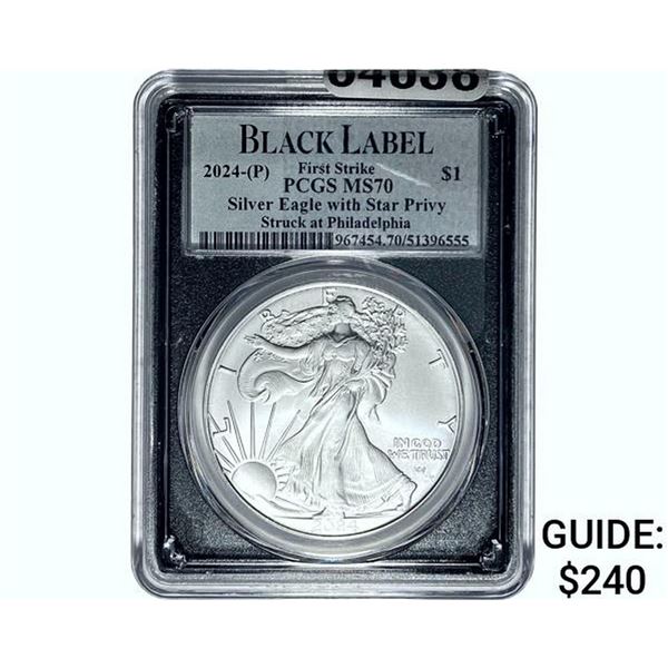 2024P Silver Eagle PCGS MS70 1st Strike Star Privy