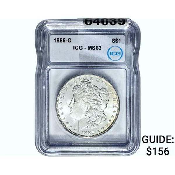 1885-O Morgan Silver Dollar ICG MS63