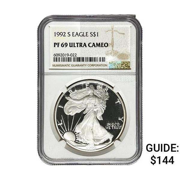 1992-S Silver Eagle NGC PF69 Ultra Cameo