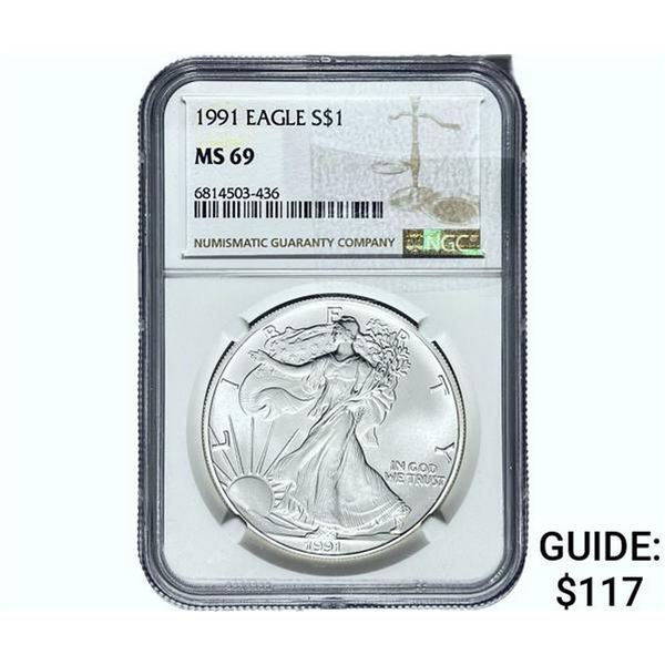 1991 Silver Eagle NGC MS69