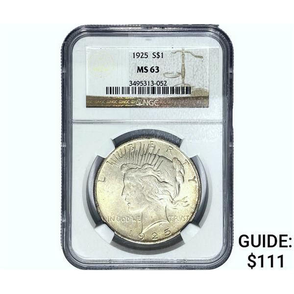 1925 Silver Peace Dollar NGC MS63