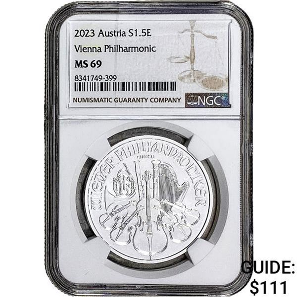 NGC MS69 2023 Silver 1.50 E Vienna Philiharmonic