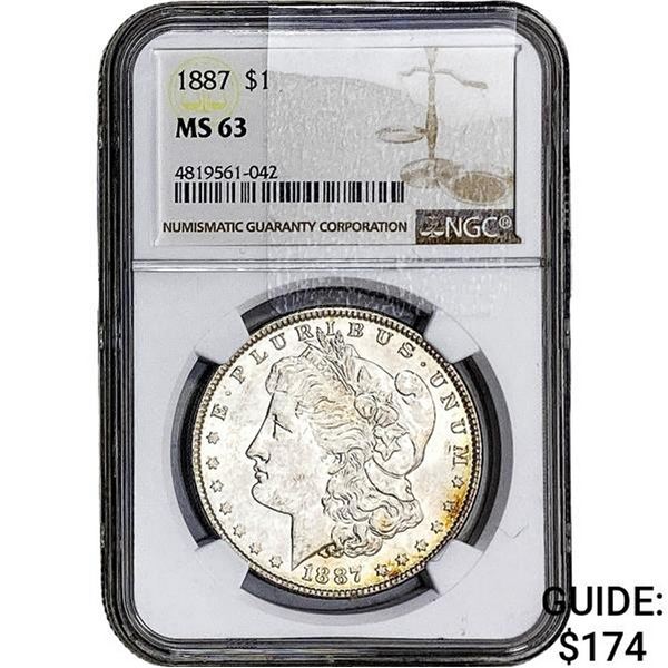 1887 Morgan Silver Dollar NGC MS63