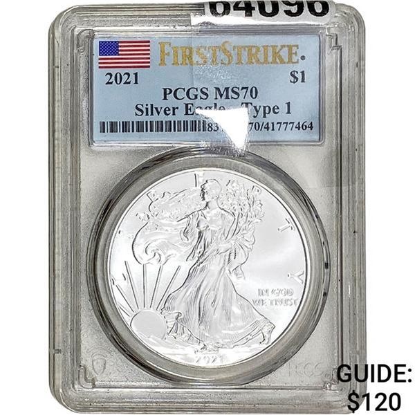 2021 Silver Eagle PCGS MS70 Type 1