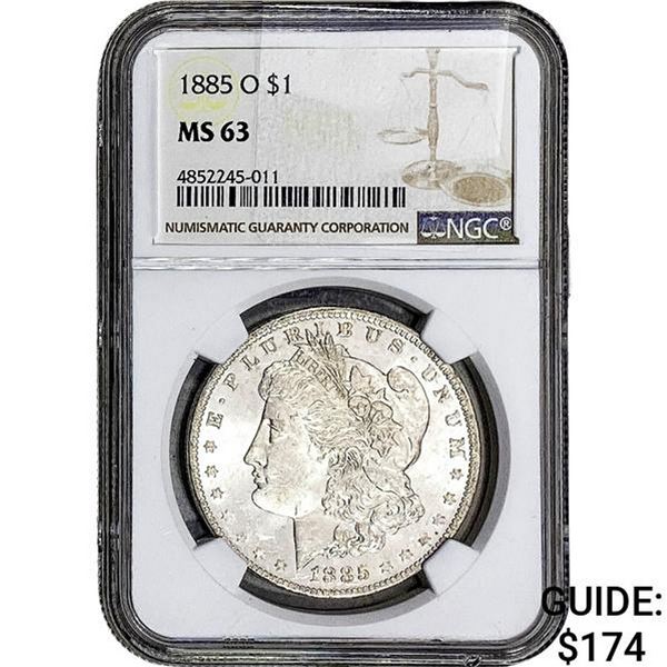 1885-O Morgan Silver Dollar NGC MS63