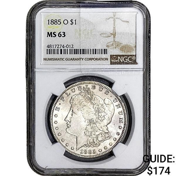 1885-O Morgan Silver Dollar NGC MS63
