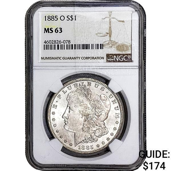 1885-O Morgan Silver Dollar NGC MS63