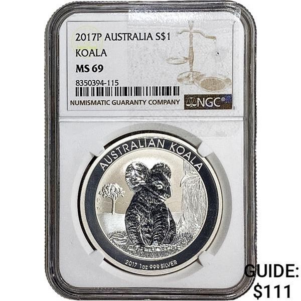 NGC MS69 2017-P Aus. Silver Dollar-Koala