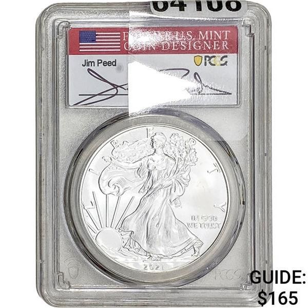 2021-W Silver Eagle PCGS MS70 TY 1 1st Day of Issue