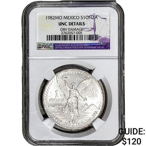 NGC UNC 1982 Mo Mexico SIlver Onza