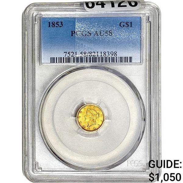1853 Rare Gold Dollar PCGS AU58