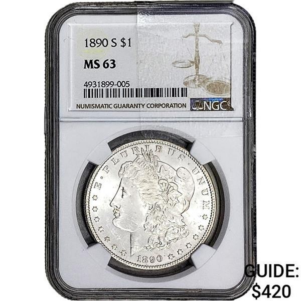 1890-S Morgan Silver Dollar NGC MS63