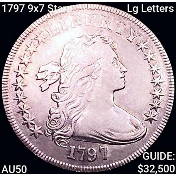 1797 9x7 Stars Lg Letters Draped Bust Dollar CLOSELY UNCIRCULATED