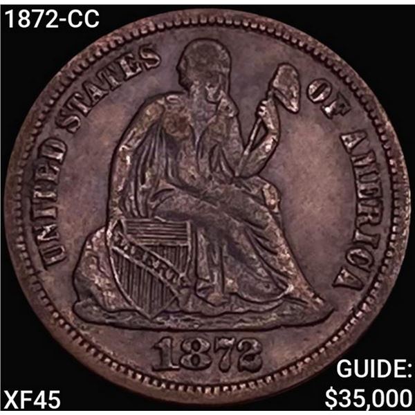 1872-CC Seated Liberty Dime NEARLY UNCIRCULATED