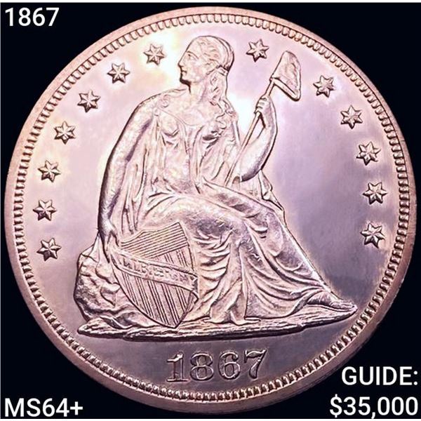 1867 Seated Liberty Dollar CHOICE BU+