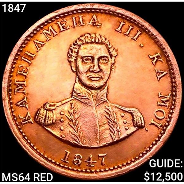 1847 Kingdom of Hawaii Cent CHOICE BU RD