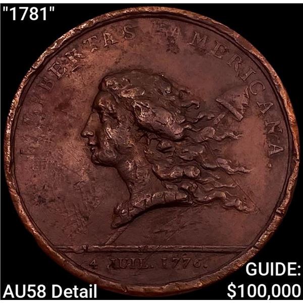 1781 Libertas Americana Medal Paris Mint CHOICE AU