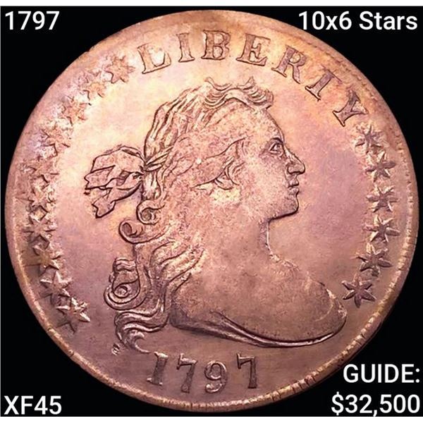 1797 10x6 Stars Draped Bust Dollar NEARLY UNCIRCULATED
