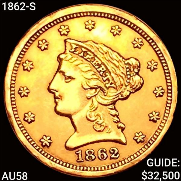 1862-S $2.50 Gold Quarter Eagle CHOICE AU