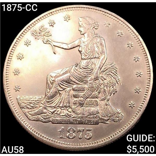1875-CC Silver Trade Dollar CHOICE AU