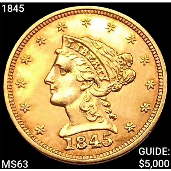 1845 $2.50 Gold Quarter Eagle CHOICE BU