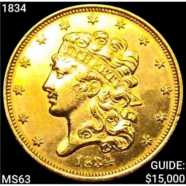 1834 $5 Gold Half Eagle CHOICE BU