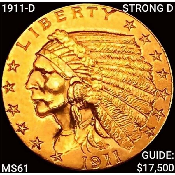 1911-D Weak D $2.50 Gold Quarter Eagle UNCIRCULATED