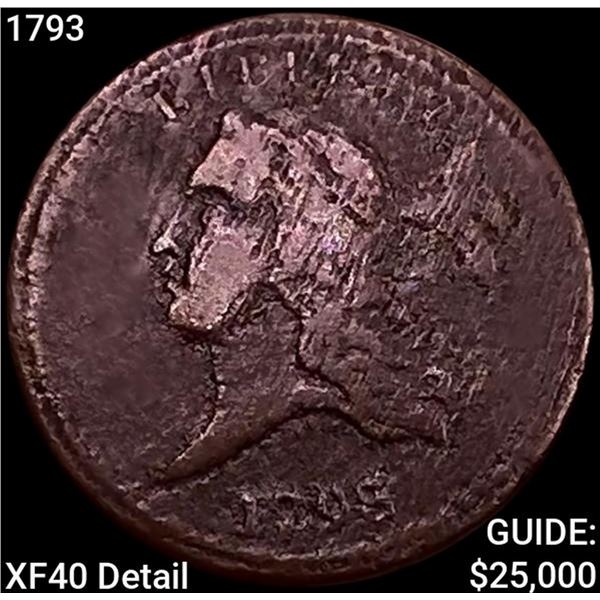 1793 Flowing Hair Half Cent NEARLY UNCIRCULATED