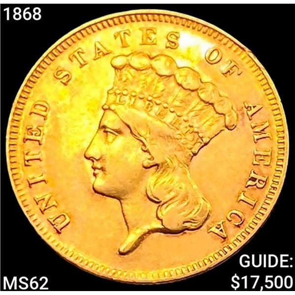 1868 $3 Gold Piece UNCIRCULATED