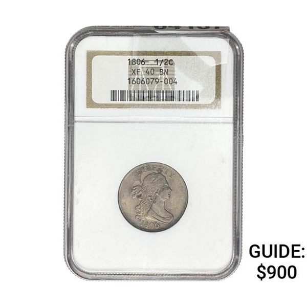 1806 Draped Bust Half Cent NGC XF40 BN