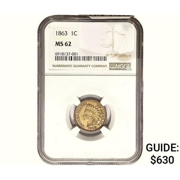 1863 Indian Head Cent NGC MS62