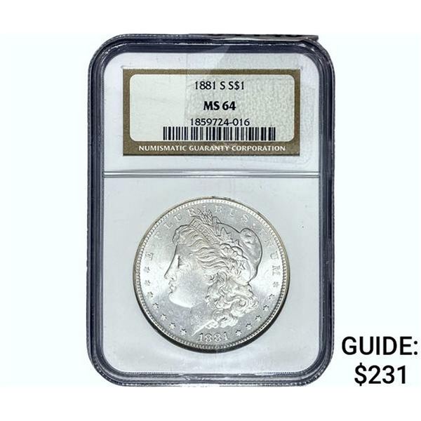 1881-S Morgan Silver Dollar NGC MS64