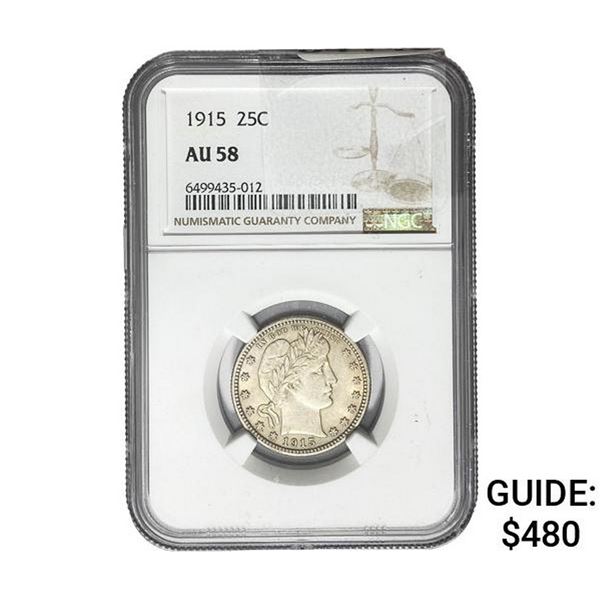 1915 Barber Quarter NGC AU58