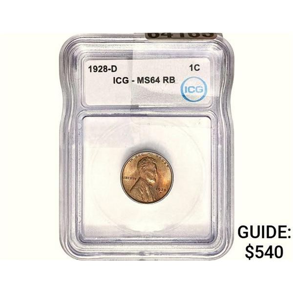 1928-D Wheat Cent ICG MS64 RB