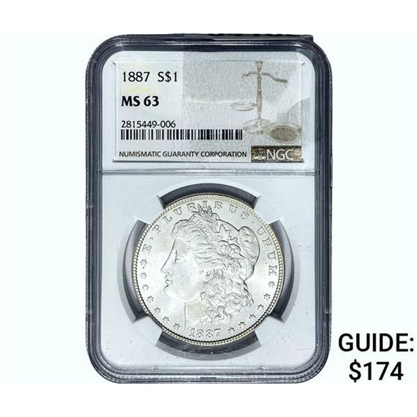 1887 Morgan Silver Dollar NGC MS63