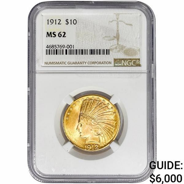 1912 $10 Gold Eagle NGC MS62