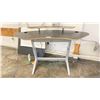 Image 1 : HEIGHT ADJUSTABLE DESK WITH ATTACHED POWER BAR 78"L X 28"W X 44"H (MISSING ADJUSTMENT KNOB)