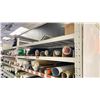 Image 3 : (2) SECTIONS OF METAL SHELVING WITH 8' UPRIGHTS, 6' CROSSBEAMS & ASSORTED PAPER, CANVAS, LAMINATE &