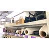 Image 9 : (2) SECTIONS OF METAL SHELVING WITH 8' UPRIGHTS, 6' CROSSBEAMS & ASSORTED PAPER, CANVAS, LAMINATE &