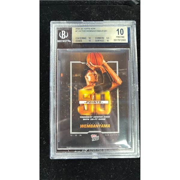 BECKETT 10 2024-45 TOPPS NOW #7 VICTOR WEMBENYAMA/31251 BASKETBALL CARD