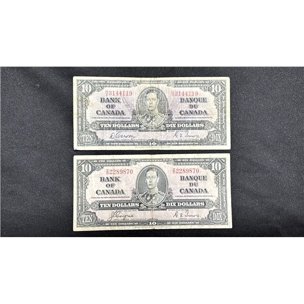(2) 1937 CANADIAN $10 BANK NOTES
