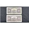 Image 2 : (2) 1937 CANADIAN $10 BANK NOTES