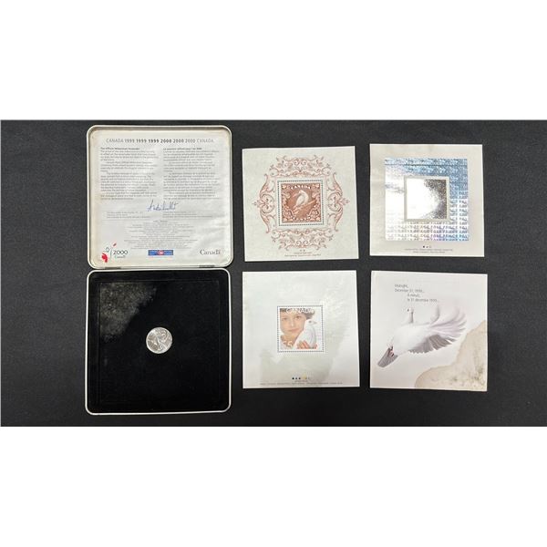 2000 CANADIAN MILLENIUM COIN & 3 ASSORTED CANADIAN STAMPS
