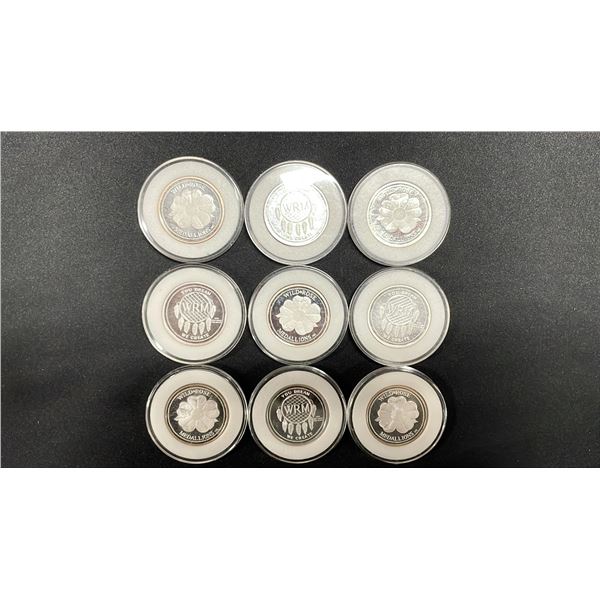 (9) WILDROSE 0.5 OZ SILVER MEDALLIONS