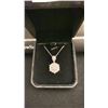 Image 1 : NEW PLATINUM PLATED SIMULATED DIAMOND CLUSTER NECKLACE, ADJUSTABLE CHAIN 15" - 17" LONG