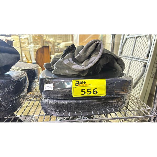 PAIR OF BLACK MEMORY FOAM SEAT CUSHIONS WITH GREY ZIP UP COVERS